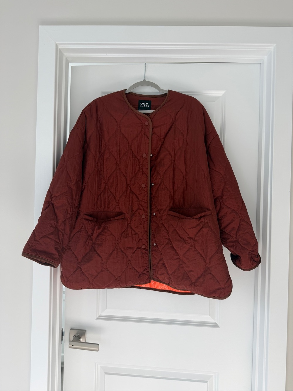 ZARA Quilted Oversized Puffer Jacket - Deep Rust